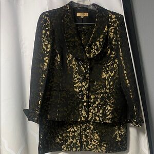Kasper Women's Black and Gold Blazer 2 piece with Skirt